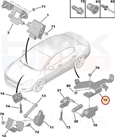 Кронштейн рычага датчика высоты заднего моста OEM Citroen C5, C6/ Peugeot 508 - PSA 5273L3 - OE - 100% Genuine Part