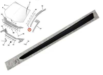 Боковой молдинг лобового стекла правый OEM Citroen C5 08- - PSA 8120AA - OE - 100% Genuine Part
