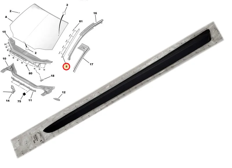 Tuulilasin sivulista, oikea OEM Citroen C5 08- - PSA 8120AA - OE - 100% Genuine Part