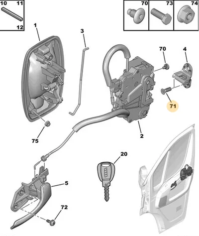 Oven lukon vastakappaleen kiinnitysruuvi OEM Jumper/Boxer/Ducato 06-11 - PSA  8503LW - OE - 100% Genuine Part