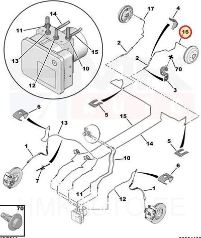 Brake pipe rear left OEM Peugeot 1007/Citroen C2/C3 - PSA  488765 - OE - 100% Genuine Part