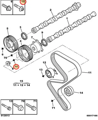 Nukkvõlli rihmaratta polt M12x1,75-L45 OEM Citroen/Peugeot - PSA 080646 - OE - 100% Genuine Part