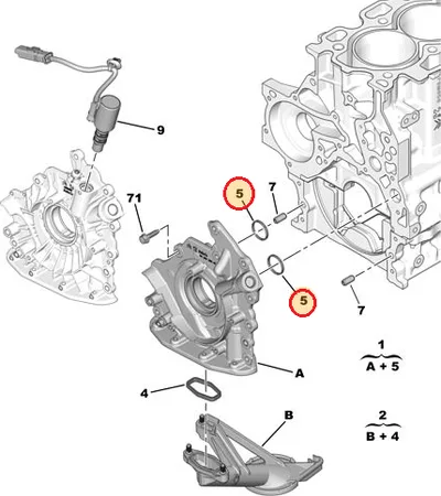 Õlipumba tihend OEM Citroen/Peugeot 1,5-1,6HDI - PSA  9805583380 - OE - 100% Genuine Part