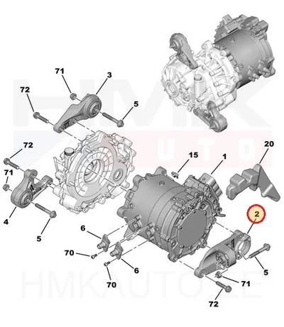 Vetoakselin tukilaakerin pidike(taka oikea) OEM Peugeot 3008/508 hybridi - PSA 5706Q8 - OE - 100% Genuine Part