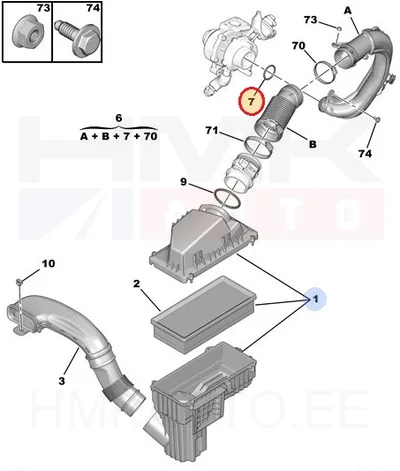 Turbo õhutoru tihend OEM Citroen/Peugeot - PSA 143448 - OE - 100% Genuine Part