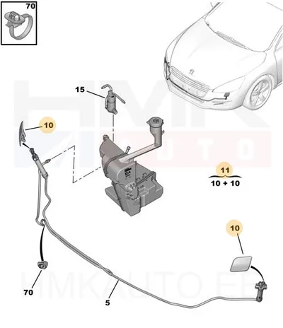 Headlight washer jet cap set OEM Peugeot 508 RXH - PSA 1607739380 - OE - 100% Genuine Part