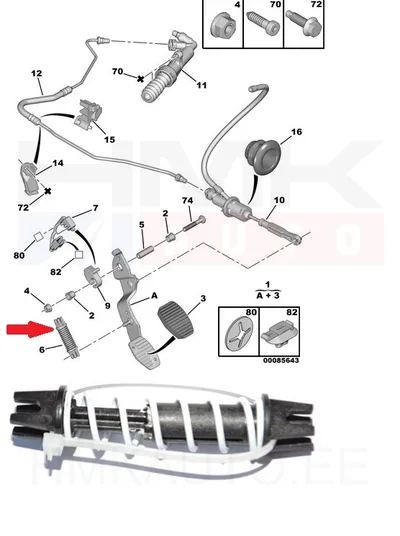 Siduripedaali vedru OEM Berlingo/Partner 1,6HDI 2008- - PSA  2148K6 - OE - 100% Genuine Part