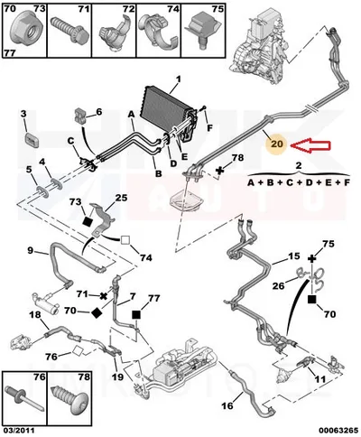 Coolant pipes OEM Jumpy/Expert/Scudo 2007- L2 - PSA  6466NN - OE - 100% Genuine Part