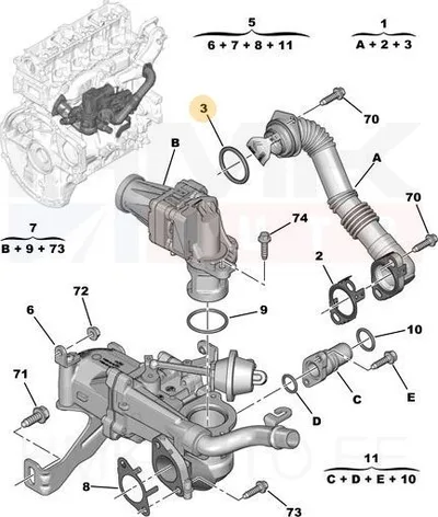 EGR toru tihend OEM Citroen/Peugeot - PSA 1627A6 - OE - 100% Genuine Part