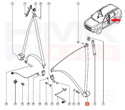 Turvavöö eesmine vasak OEM Dacia Duster - REN 8200751266 - OE - 100% Genuine Part