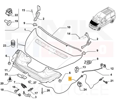 Трос капота с ручкой OEM Citroen C8, Jumpy/Peugeot 807, Expert/Fiat Ulysse, Scudo 2007- - PSA  7937H9 - OE - 100% Genuine Part