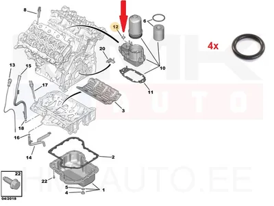 Moottoriöljyn jäähdyttimen tiiviste OEM Citroen/Peugeot 2,7HDi - PSA 198171 - OE - 100% Genuine Part
