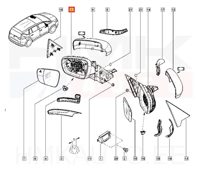 Küljepeegel vasak OEM Renault Espace V - REN 963024306R - OE - 100% Genuine Part