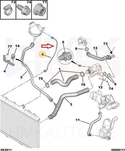 Paisupaagi ülevoolu toru OEM Citroen/Peugeot - PSA  1323HX - OE - 100% Genuine Part