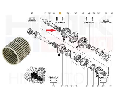 Käigukasti nõellaager 2-käik 42x47x48 OEM Renault - REN  8200026372 - OE - 100% Genuine Part