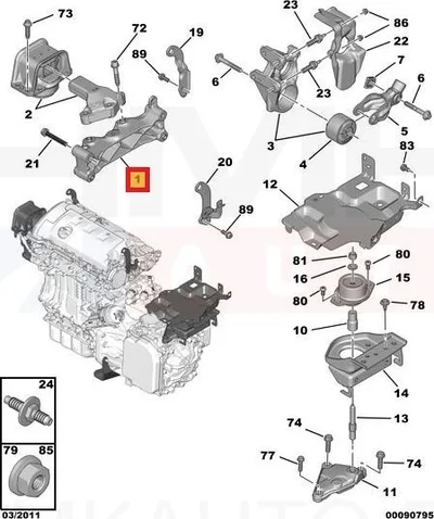 Mootori kinnitus kronstein parem OEM Citroen/Peugeot - PSA 1839H0 - OE - 100% Genuine Part