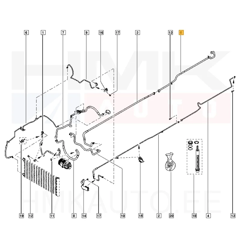 Konditsioneeri toru tagumine, madalsurve OEM Renault Trafic III 2014- (R134a) - REN 924625753R - OE - 100% Genuine Part