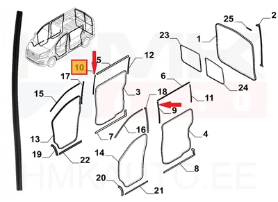 Liugukse ava tihend eesmine (liimitav) OEM Renault Trafic III 2014- - REN 768609843R - OE - 100% Genuine Part