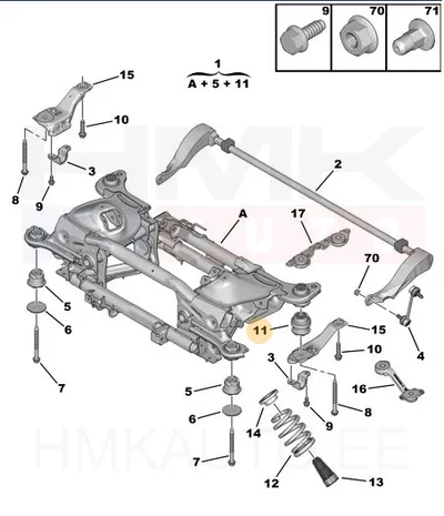 Sillaraami puks tagumine , tagasild OEM Peugeot 508 - PSA  9672652080 - OE - 100% Genuine Part