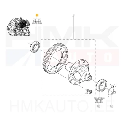 Käigukasti laager (differentsiaal parem) 45x75x19,6 OEM Renault - REN 8200914516 - OE - 100% Genuine Part