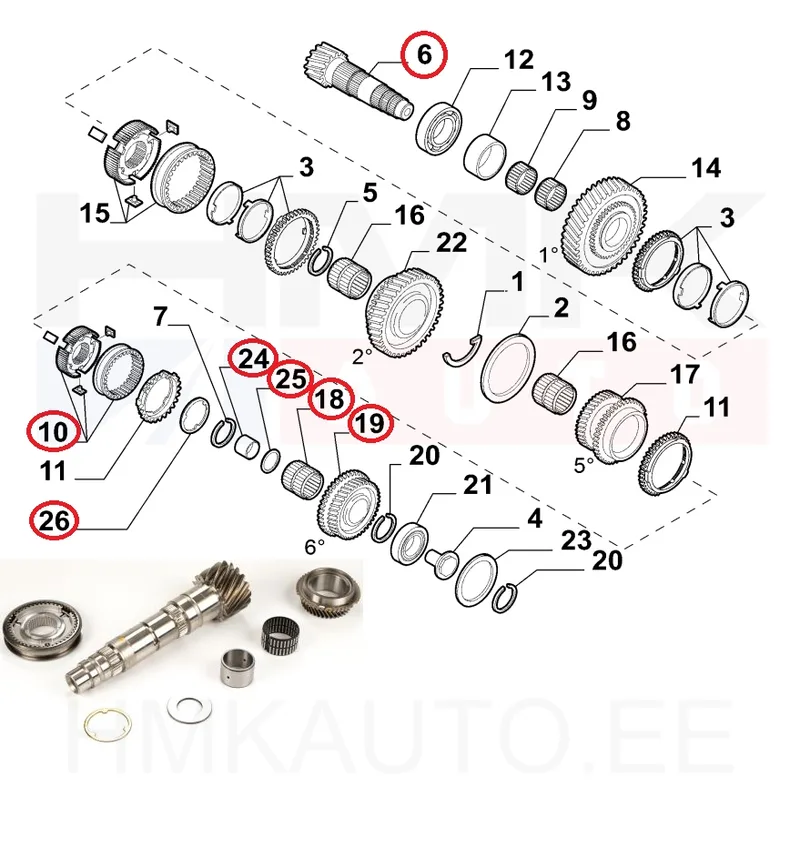 Käigukasti abivõlli komplekt 16x73 / 40h. OEM Jumper/Boxer/Ducato 2006- M40 - PSA 1623358880 - OE - 100% Genuine Part