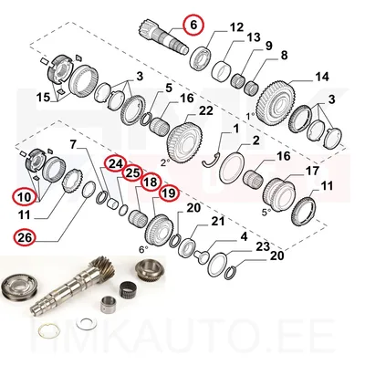 Käigukasti abivõlli komplekt 15x73 / 37h. OEM Jumper/Boxer/Ducato 2006-  M40 - PSA  1623964980 - OE - 100% Genuine Part