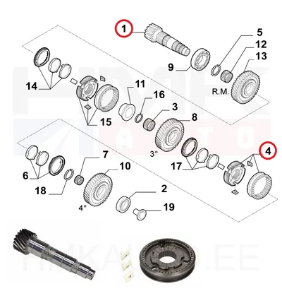 Käigukasti abivõlli komplekt 16x73 OEM Jumper/Boxer/Ducato 2006-  M40 - PSA  1626194080 - OE - 100% Genuine Part