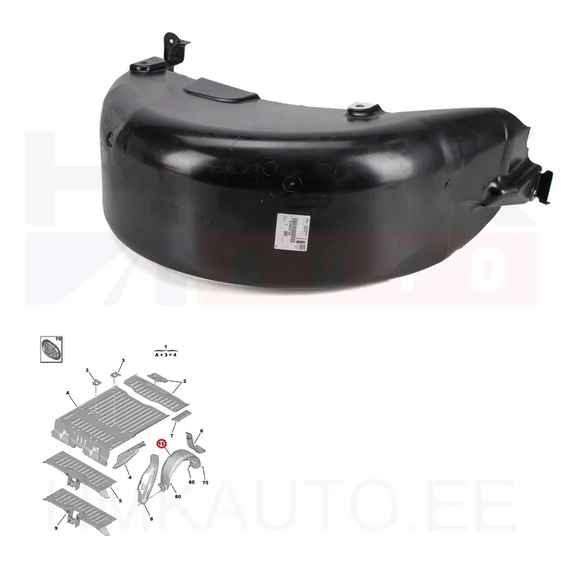 Verhous, sisälokasuoja, takana oikea OEM Berlingo/Partner 08- - PSA 1679982180 - OE - 100% Genuine Part