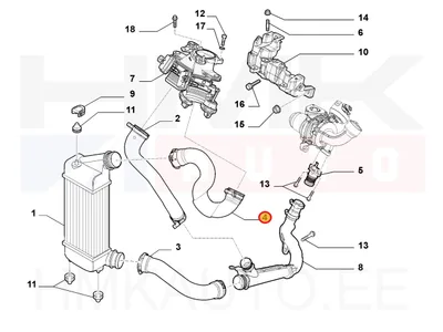 Turbo õhuvoolik OEM Jumpy/Expert/Scudo 2,0HDI 2011- Euro5 - FIAT  1440201480 - OE - 100% Genuine Part