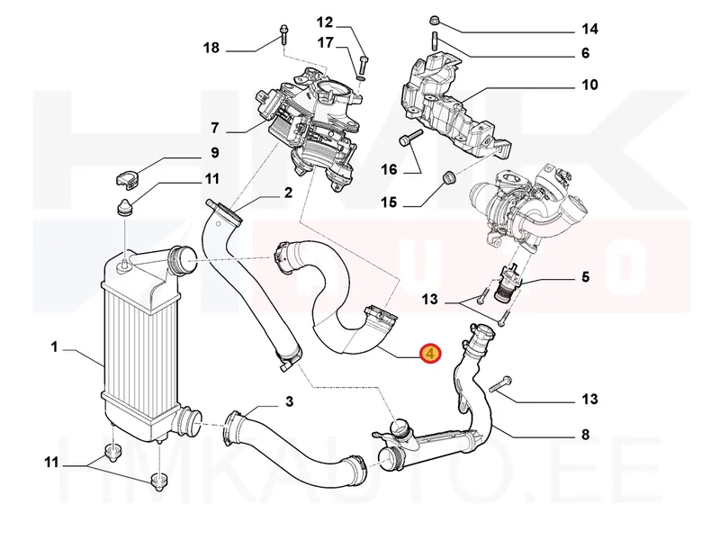Turbo õhuvoolik OEM Jumpy/Expert/Scudo 2,0HDI 2011- Euro5 - FIAT 1440201480 - OE - 100% Genuine Part