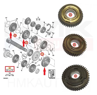 Sünkronisaatori komplekt koos hammasratastega (1-2 käik) OEM PSA/Fiat MLGU  2k. 21x41 - PSA  1682770980 - OE - 100% Genuine Part