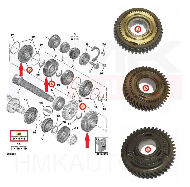 Synchronizer kit with gears (1-2 gear) OEM PSA/Fiat MLGU - PSA 1682770980 - OE - 100% Genuine Part