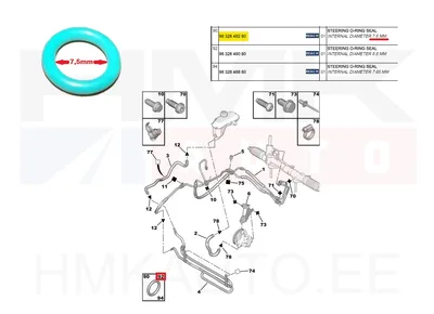 Уплотнительное кольцо трубы ГУР OEM Citroen/Peugeot 7,5мм - PSA 9832648280 - OE - 100% Genuine Part