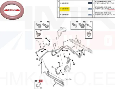 Уплотнительное кольцо трубы ГУР OEM Citroen/Peugeot 8,8мм - PSA 9832648080 - OE - 100% Genuine Part