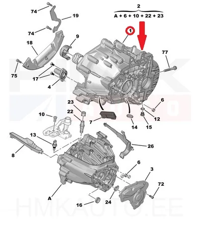 Käigukasti korpus (sidurikoda) OEM Jumper/Boxer 2,2HDI *Puma mootorid - PSA 9835793080 - OE - 100% Genuine Part
