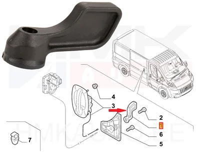 Ukselink liuguksele, sisemine parem OEM Jumper/Boxer/Ducato 2011-  (must) - FIAT  735539555 - OE - 100% Genuine Part