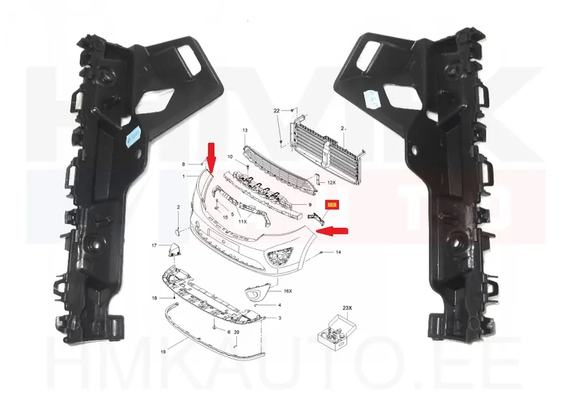 Esistange kandurite komplekt (vasak&parem) OEM Trafic III - REN 620504350R - OE - 100% Genuine Part