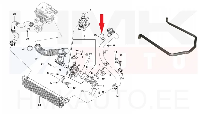 Turbo õhutoru klamber OEM Renault Master/Opel Movano 2,3DCI 2010- - REN 7701071287 - OE - 100% Genuine Part