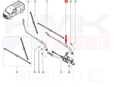 Klaasipühkija vars vasak OEM Renault Trafic III 2014- - REN  288810103R - OE - 100% Genuine Part