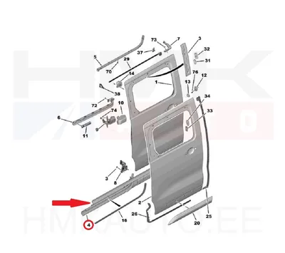 Направляющая сдвижной двери правая нижняя OEM Jumpy/Spacetourer/Expert/Traveller/Proace 2016- - PSA 1614304380 - OE - 100% Genuine Part