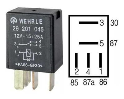 Rele 12V 10/25A Citroen/Peugeot (5 terminals) - 29201045