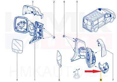 Couverture, rétroviseur extérieur, droit, partie inférieure OEM Renault Trafic 2014- noir - REN  963129935R - OE - 100% Genuine Part