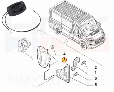Oven kahva ulompi, oikea liukuovi Jumper/Boxer/Ducato 2018- kaapeleilla (maalattava) - PSA  1650900780 - OE - 100% Genuine Part