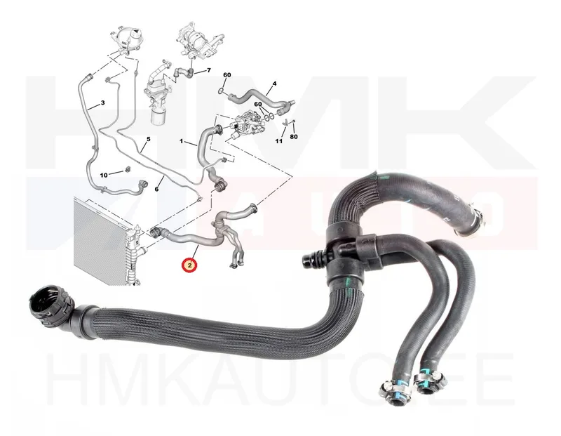 Coolant hoses OEM Expert/Jumpy 2,0BlueHDi 2016- (Automatic gearbox) - PSA 9670449780 - OE - 100% Genuine Part