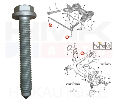 Sillaraami kinnituspolt M12x1,75 L80 OEM Peugeot/Citroen - PSA  362235 - OE - 100% Genuine Part
