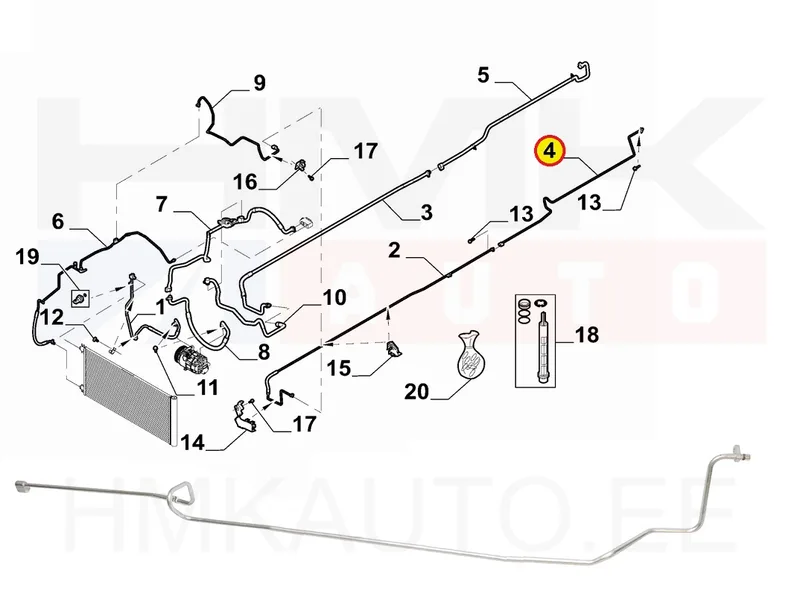 Konditsioneeri toru tagumine, kõrgsurve OEM Renault Trafic III 2014- (R1234yf) - REN 924621044R - OE - 100% Genuine Part
