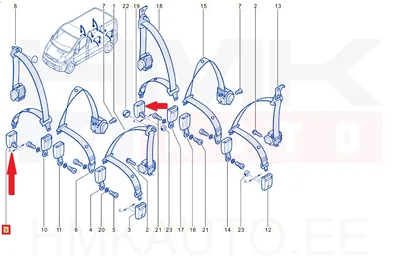 Turvavöö vastus välimine 2- ja 3-s istmerida OEM Renault Trafic 2001- - REN 8200221164 - OE - 100% Genuine Part