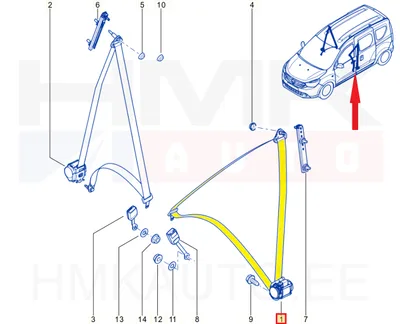 Ceinture de sécurité avante gauche OEM Dacia Dokker - REN  868850864R - OE - 100% Genuine Part