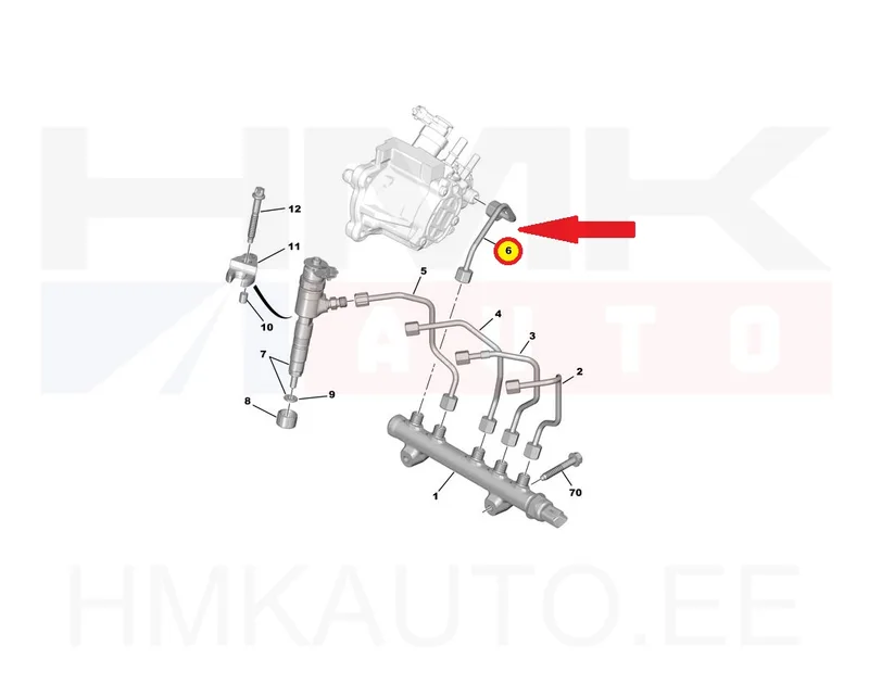 Fuel pump high pressure pipe OEM Citroen/Peugeot - PSA 9804226780 - OE - 100% Genuine Part