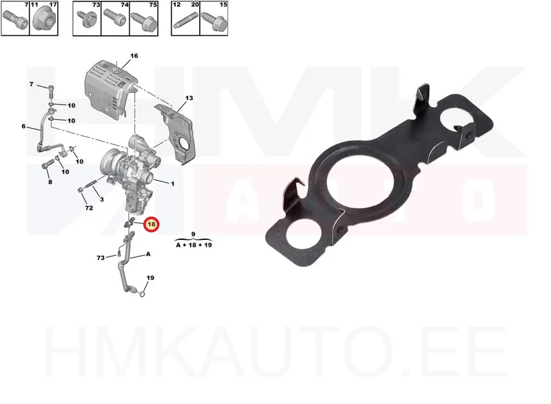 Turbo õli tagasivoolutoru tihend OEM Citroen/Peugeot 1,2THP - PSA 9833149980 - OE - 100% Genuine Part